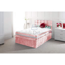 Comfy Deluxe LTD Baby Pink Crushed Velvet Divan Bed 2 Drawer With Memory Foam Mattress And Free 20" Matching Headboard (4FT6 Double)