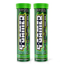 Gaming Supplement 4Gamer - Stimulants for Energy, Focus & Vision - Nootropic Brain Booster with Caffiene, Taurine & Vitamins (2 Tubes)