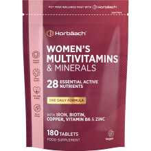 Womens Multivitamins and Minerals | 28 Essential Active Nutrients with Iron, Biotin, Copper, Vitamin B6, Zinc & More | 180 Vegan Tablets - 6 Month