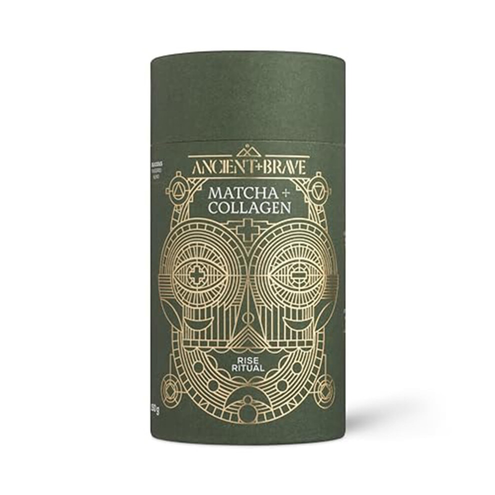 Ancient + Brave Matcha + Collagen 150G Tub - Lion's Mane Mushroom Powder For Mental Clarity - Hydrolysed Collagen Peptides - For Skin, Hair & Nails