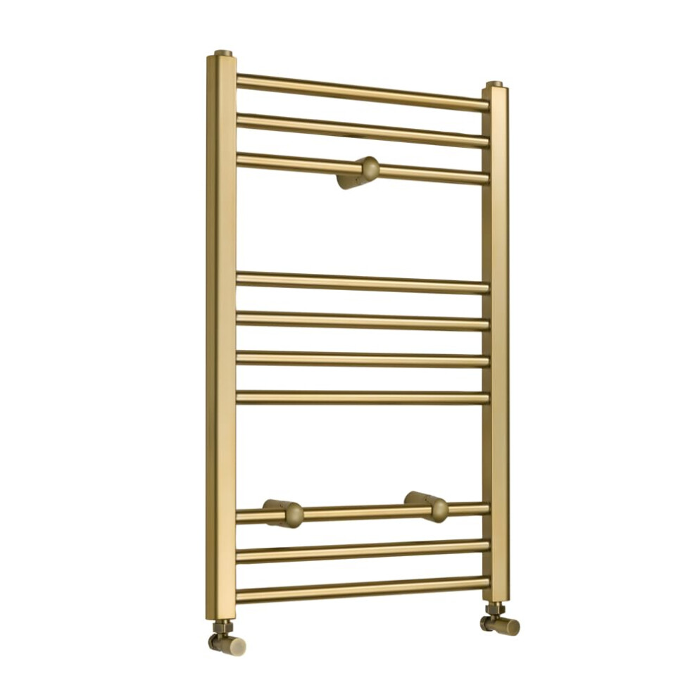 Milano Orelia Brushed Brass Flat Ladder Steel Heated Towel Rail - 800Mm X 500Mm