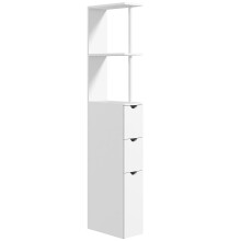 HOMCOM Slim Bathroom Cabinet, Tall Bathroom Storage Cabinet with 2-Tier Shelf and Drawers, Narrow Bathroom Cupboard, White
