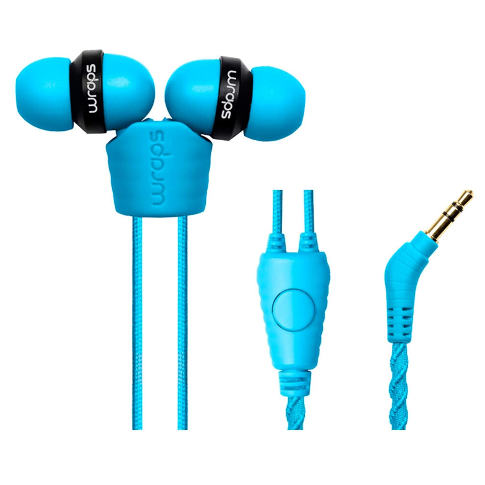 Wraps Talk (With Mic) Wristband Bracelet In-Ear Headphones (High Comfort With Locking) - Lagoon, Wrapscblu-V15m 5060382793285
