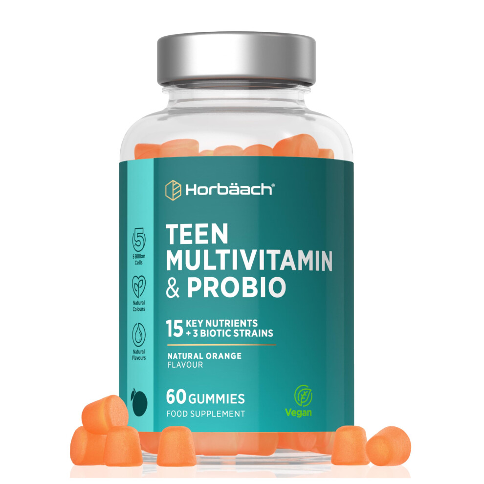 Horbã£Â¤Ach Orange Teen Multivitamin Gummies With Probio | 60 Count | 15 Key Nutrients With Vitamin C, Biotin And Zinc | + 3 Biotic Strains | Natural Flavour |
