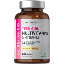 Multivitamin Tablets for Teen Girls | 120 Count | 14 Essential A-Z Vitamins and Nutrients | with Iron, Vitamin B12, Folic Acid and Magnesium |