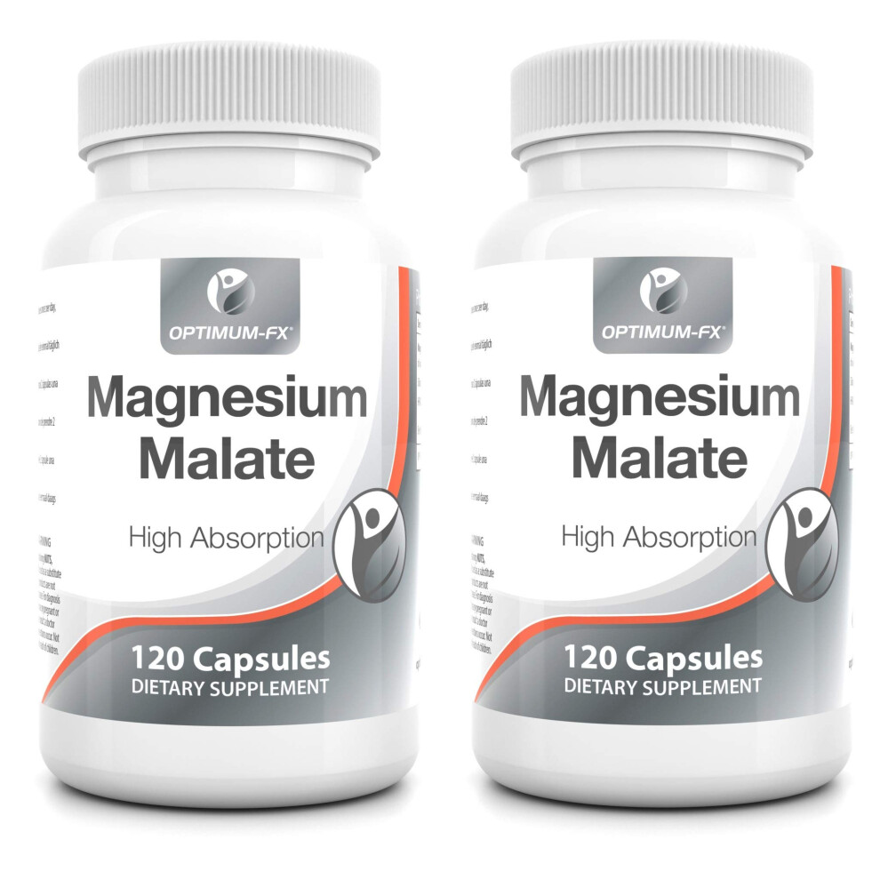 Optimum-Fx Magnesium Malate Capsules Not Tablets Bioavailable Mineral Supplement Easy To Take ? Magnesium Has 10 Ten Eu Approved Health Claims 320Mg - 120 Vegan