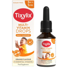 Tixylix 50ml Multi-Vitamin Drops for Children, 9 Vitamins to Support Growth & Immune Health - Sugar Free, Vegan, Gluten Free - Add to Food and Drink -