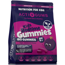 Kid's Bedtime 180 Vegan Gummies | Blackcurrant Flavour | Melatonin & 5HTP Free Contains Vitamin B6, Montmorency Cherry, Chamomile | Resealable &