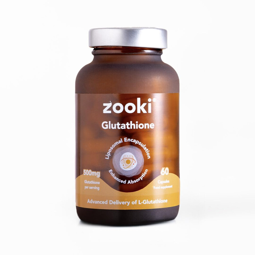 Zooki 500Mg Liposomal Glutathione Capsules | 4X Higher Absorption | Ultimate Skin, Liver, Detox, Energy Support | Natural Ingredients, Vegan | (30