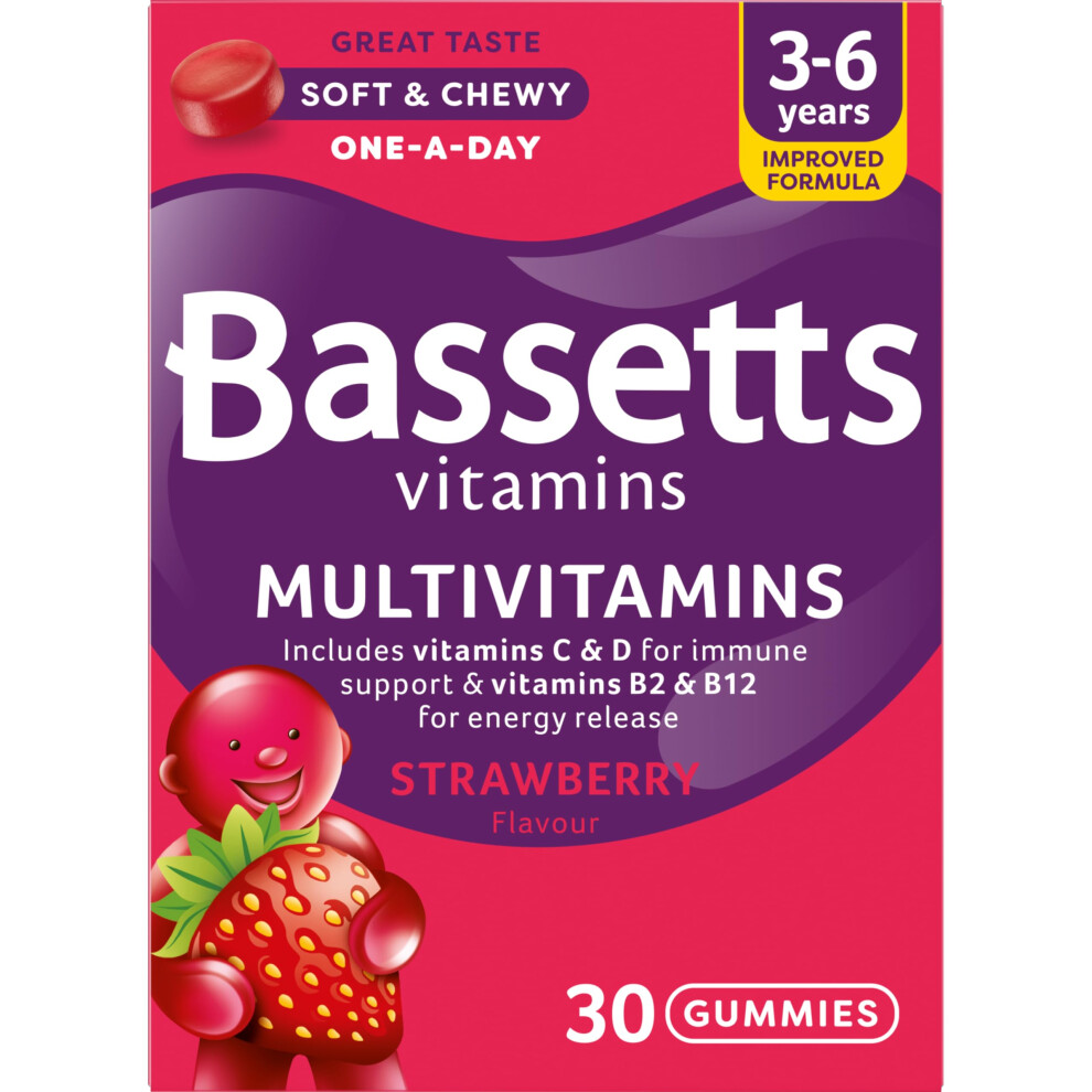Bassetts Vitamins 3-6 Years Strawberry Flavour Multivitamins 30 Gummies