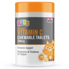 Childrens Vitamin C 200mg 120 Orange Flavour Chewable Tablets Kids Immunity by C.Defence, Made in The UK