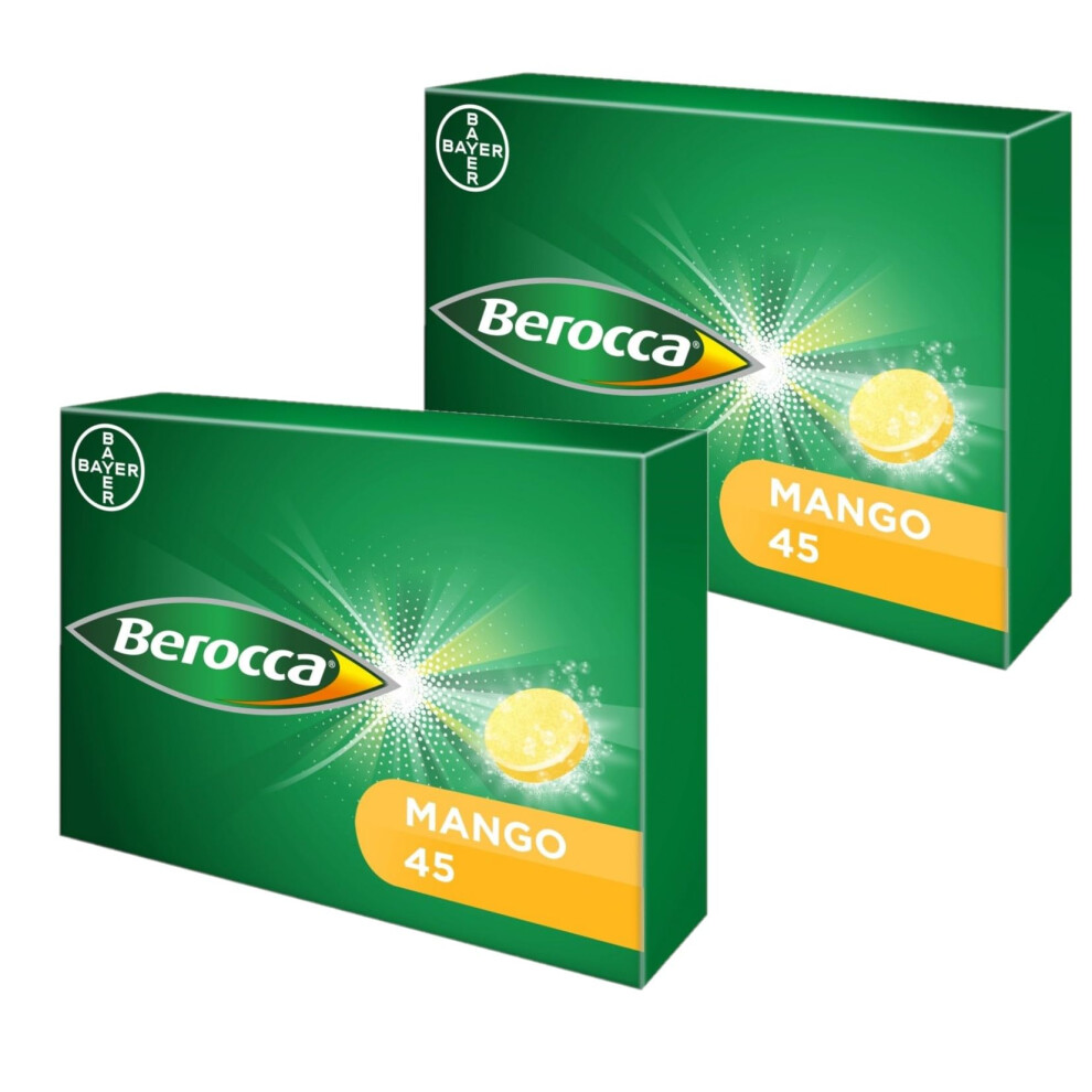 Berocca Mango - Vitamin C Effervescent Tablets - Including B Vitamins, Magnesium, Calcium & Zinc - Support Energy Release & Immune System - 90 Tablets