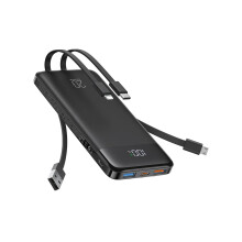 Charmast Power Bank, 22.5W Built-in 4 Cables Fast Charing Portable Charger, 20000mAh Battery Pack with 6 Outputs 4 Inputs, USB-C Powerbank for iPhone