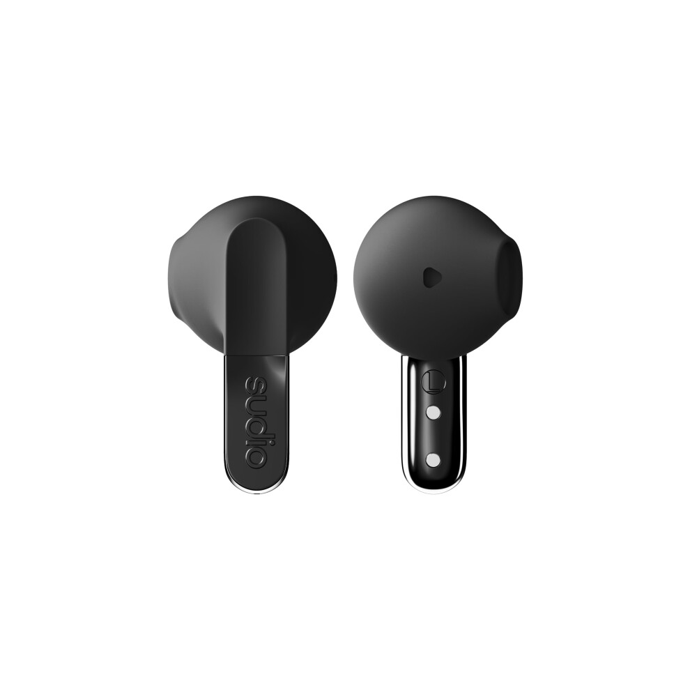 Sudio N3 Midnight Black - The Day-to-Night Earbuds. Made from Recycled Plastics. Long Playtime of 5.5 Hours, 30 Hours Total, Water Resistant, Enhanced