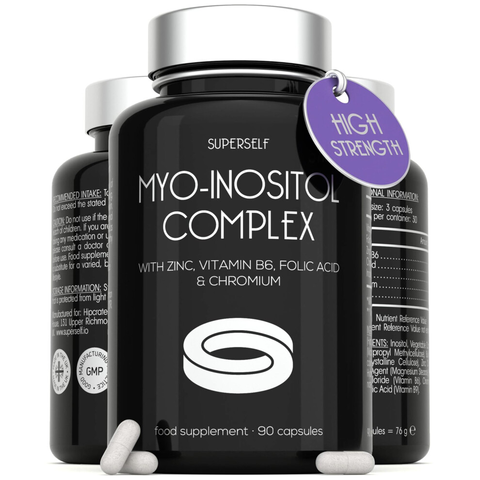 Superself Myo-Inositol Complex - Pcos Supplement & Hormone Balance For Women ? Inositol With Zinc, Folic Acid, Vitamin B6 & Chromium ? 90 Vegan Capsules ?