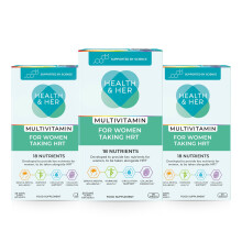 Health & Her Multivitamin for Women Taking Hormone Replacement Therapy (HRT) - Supplements for Women - Nutrition and Wellbeing Support - 3 Month
