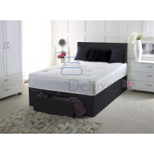 Comfy Deluxe LTD FAUX LEATHER DIVAN BED INCLUDING MATTRESSES | HEADBOARD | STORAGE DRAWERS (3FT 0 Drawer, BLACK LEATHER)