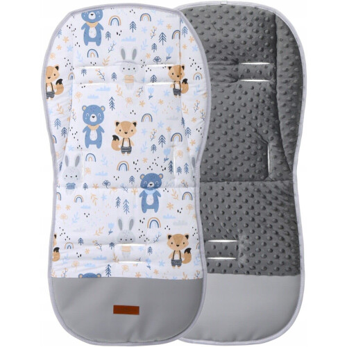 Universal Double Sided Pram Seat Liner Pushchair Buggy Graphite/Forest Friends