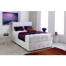 Hilton Divan Bed Set with Quilted Orthopedic Mattress and Leather Headboard (4FT6 - O Drawers)