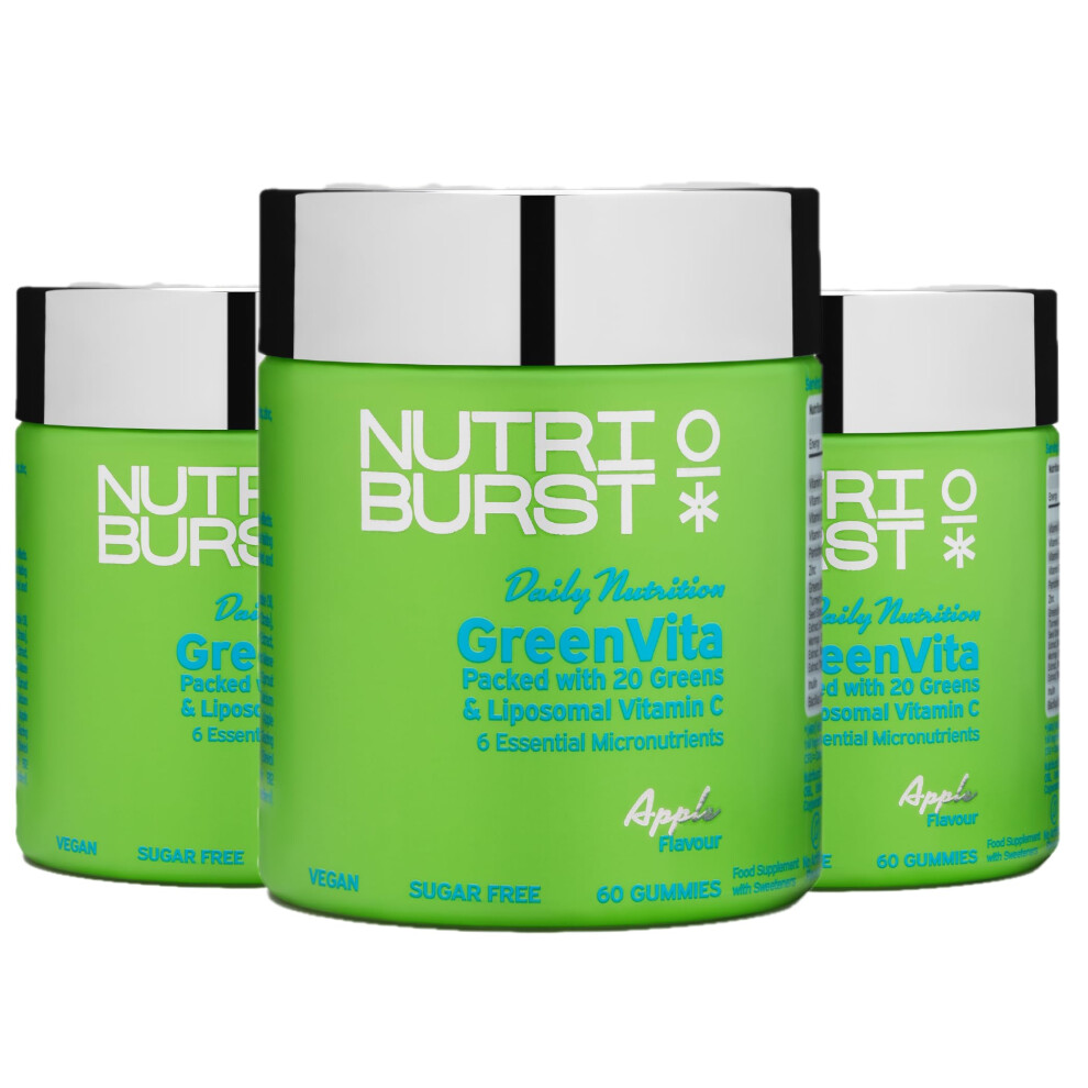 Nutriburst Greenvita Multipack - Vegan Super Greens Blend - Fruit + Veg + 100% Fruiting Bodies Mushrooms + 200 Million Live Bacteria Cultures