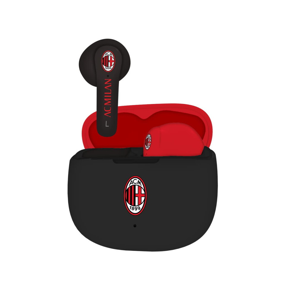 Acm 1899 Red/Black Ac Milan Techmade Wireless In Ear Headphones With Charging Box