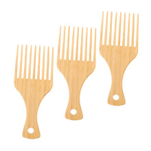 Wide Tooth Bamboo Comb Set for Curly and Thick Hair with Smooth Handle Styling Picks
