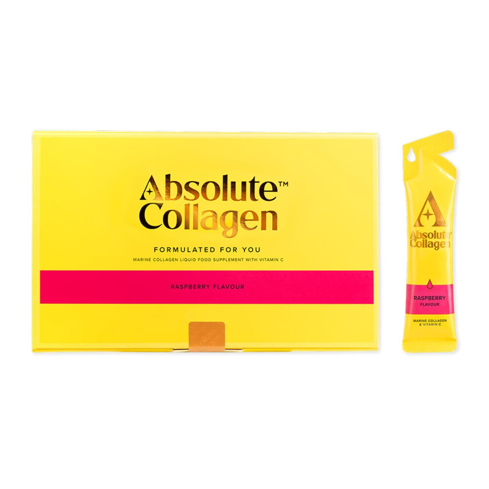 Absolute Collagen Marine Liquid Collagen Supplement For Women - 8000Mg Collagen In Each Sachet - New Raspberry Flavour - 14 Sachets Per Box