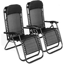 1 Click Buy 2X Folding Reclining Garden Deck Adjustable Chair Sun Lounger Zero Gravity