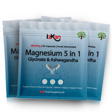 Magnesium Glycinate 5 in 1 Supplement -1800mg as Bisglycinate Citrate & Malate | 384 mg Elemental Magnesium | Ashwagandha & B6 Quality Sleep Muscle