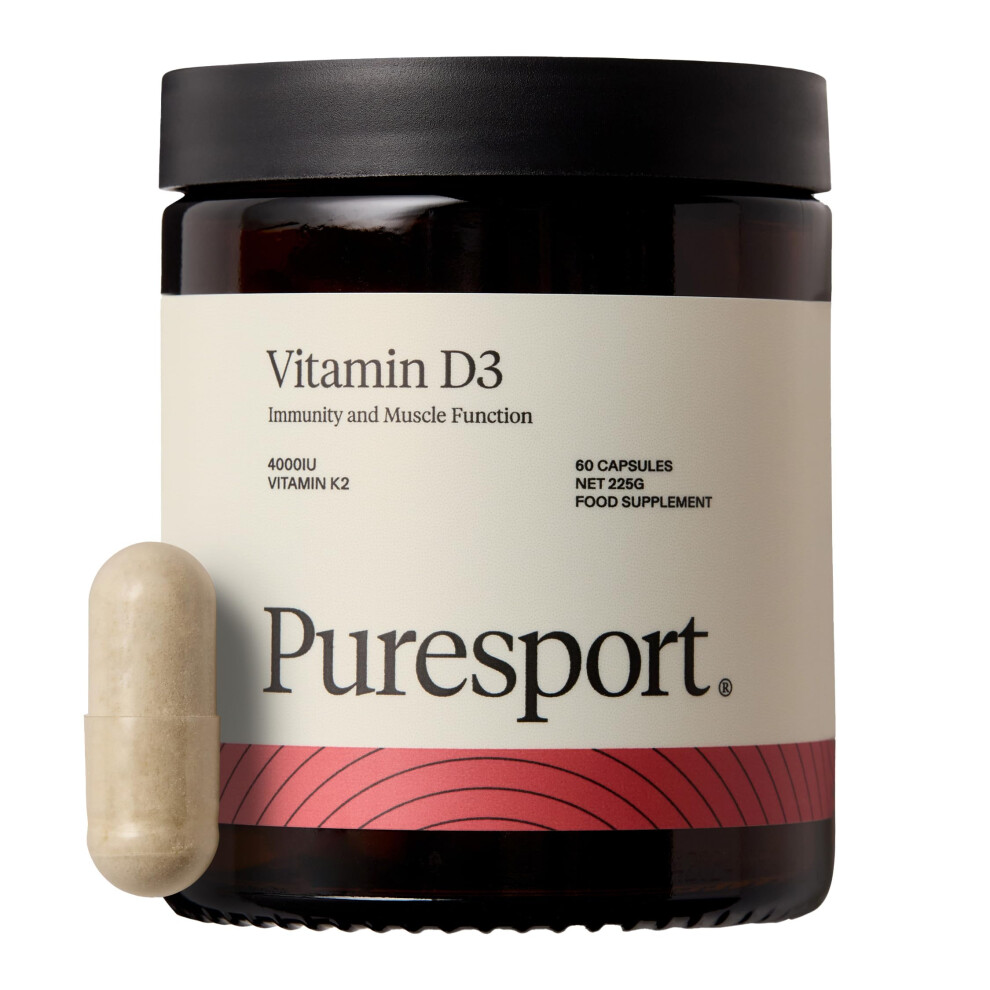 Puresport 4000Iu Vitamin D3+K2 (60 Capsules) | High Strength Vegan Vitamin D Supplement For Immune Support | Supports Bone Health | Improves Muscle