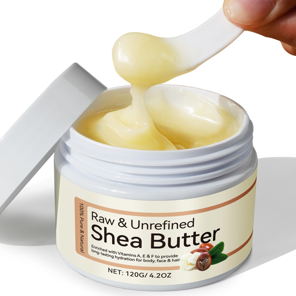 Unrefined Shea Butter Raw Organic for Skin and Hair, Deep Hydration Moisturizer 1 Pack