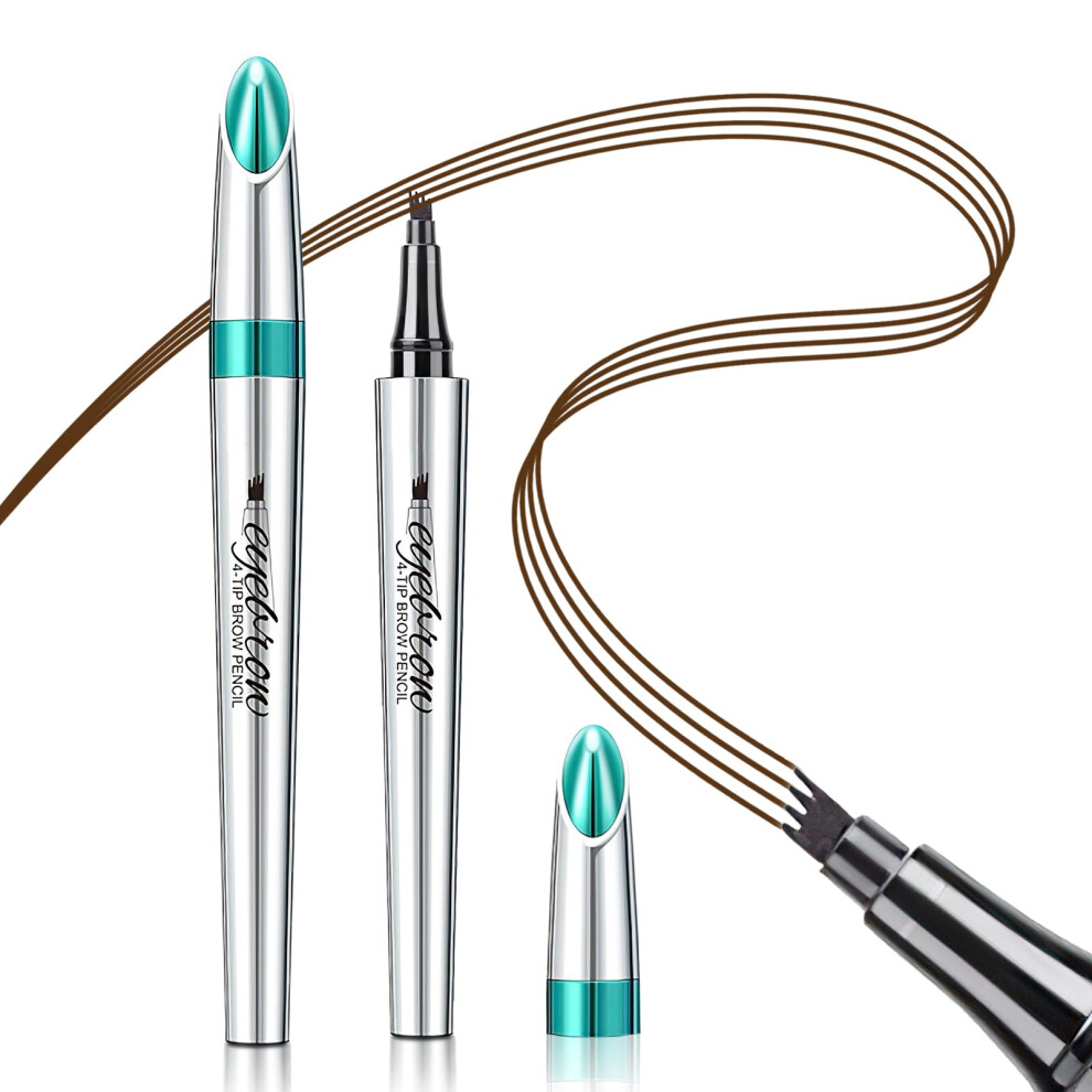 Brown Waterproof Microfork Tip Eyebrow Pencil Dark With 4Fork Precision For Natural Hairlike Brows
