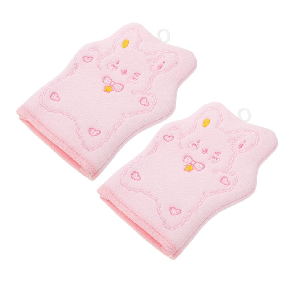 2pcs Rabbit Embroidered Exfoliating Bath Gloves Deep Exfoliation Body Scrub Mitts for Adults