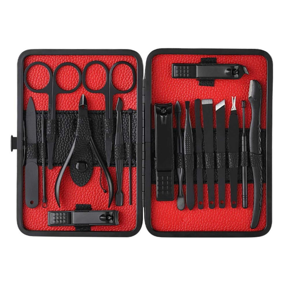 18 Piece Manicure Pedicure Set with RustResistant Tools and PU Travel Case