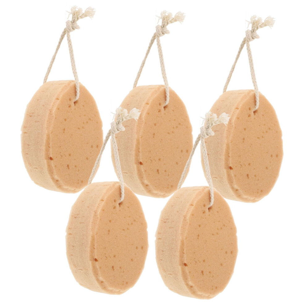 Bath Sponge 5 Pack with Gentle Exfoliation, QuickDrying for Adults and Kids Shower TravelFriendly