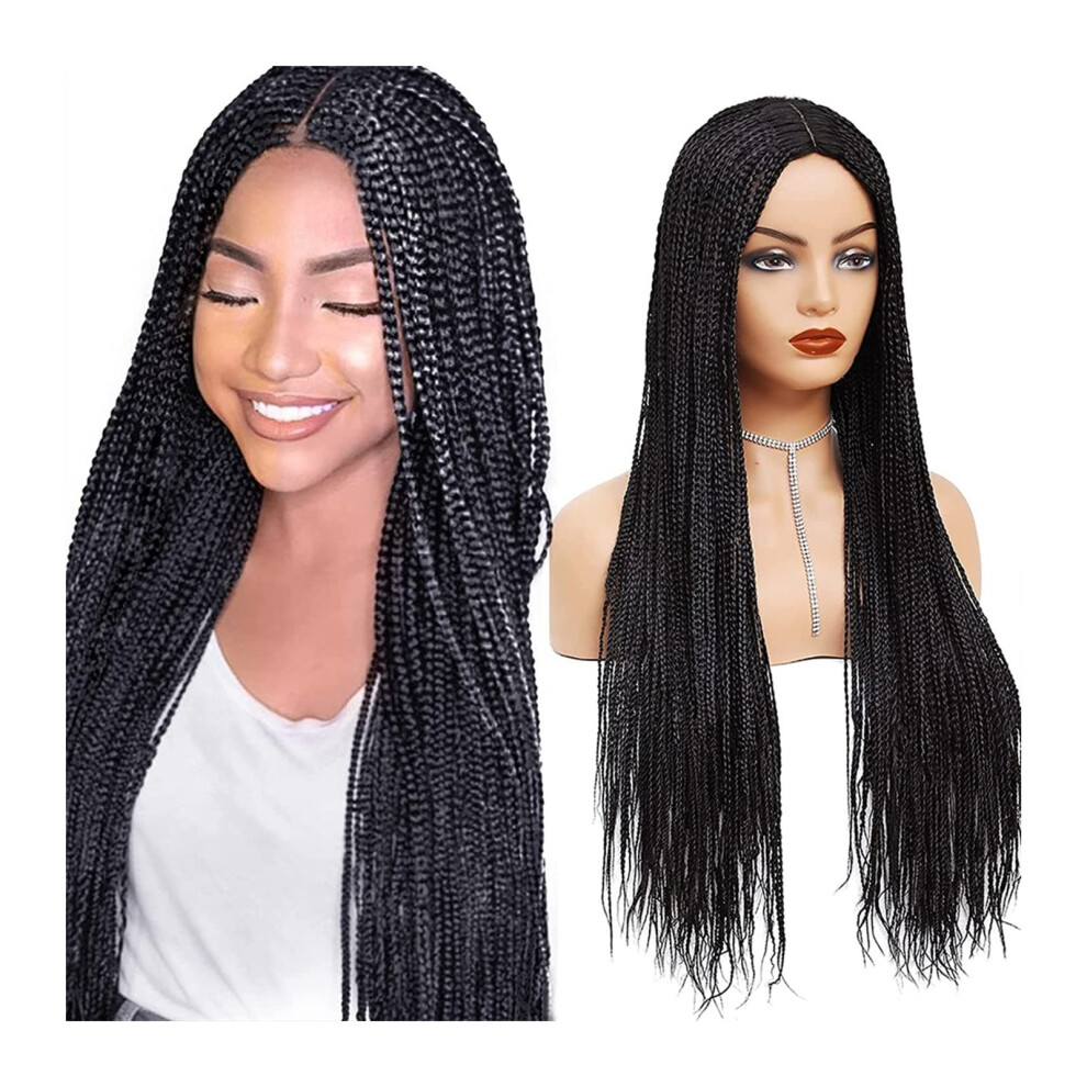 28 Inch Knotless Box Braided Wig with Natural Hairline Glueless Synthetic Twist Braids for Women
