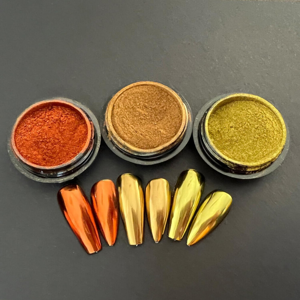 Pink Chrome Nail Powder Set For Gel Polish With Mirror Effect And Longlasting Shine, 3 Jars