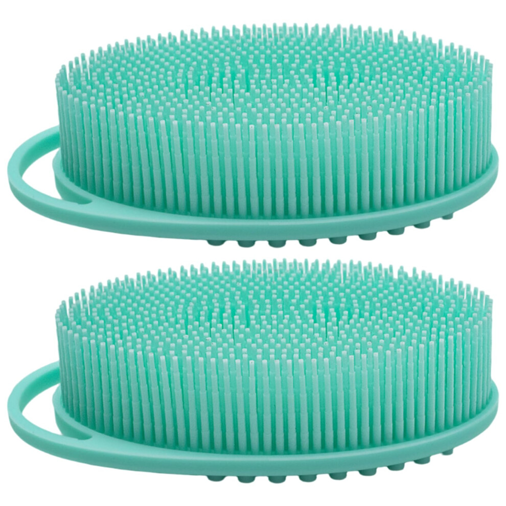 2 Pack Silicone Body Scrubber with Handle Gentle Exfoliating Loofah for Sensitive Skin Women Men Kids