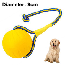 Balle flottante pour chien avec corde, soulage l'anxiété, jaune