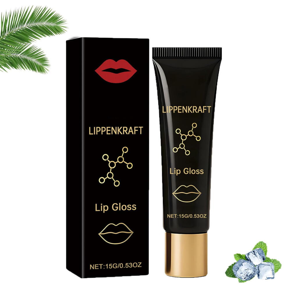 Lip Plumper Gloss with Hyaluronic Acid, Long Lasting Non Sticky Shine, Deep Hydration, 1Pcs