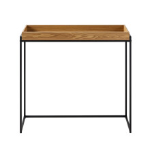 Console table with raised edges and black metal legs, 100 cm long - JESSIE