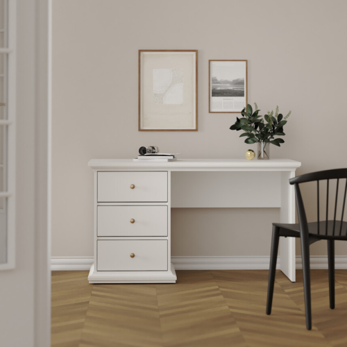 3-drawer white desk L130 cm - SOFIA 1