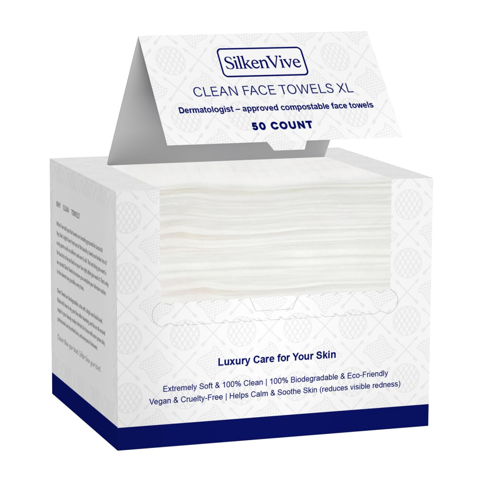 Disposable Face Towels XL 50 Count Ultra Soft Lint Makeup Remover Wipes TravelFriendly