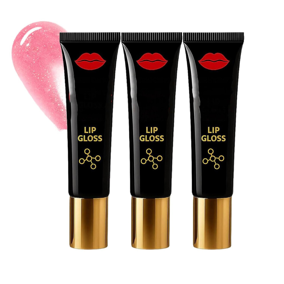Luxury Hydrating Lip Gloss and Plumping Lip Oil Set, Deep Moisture NonSticky Shine, 3pcs
