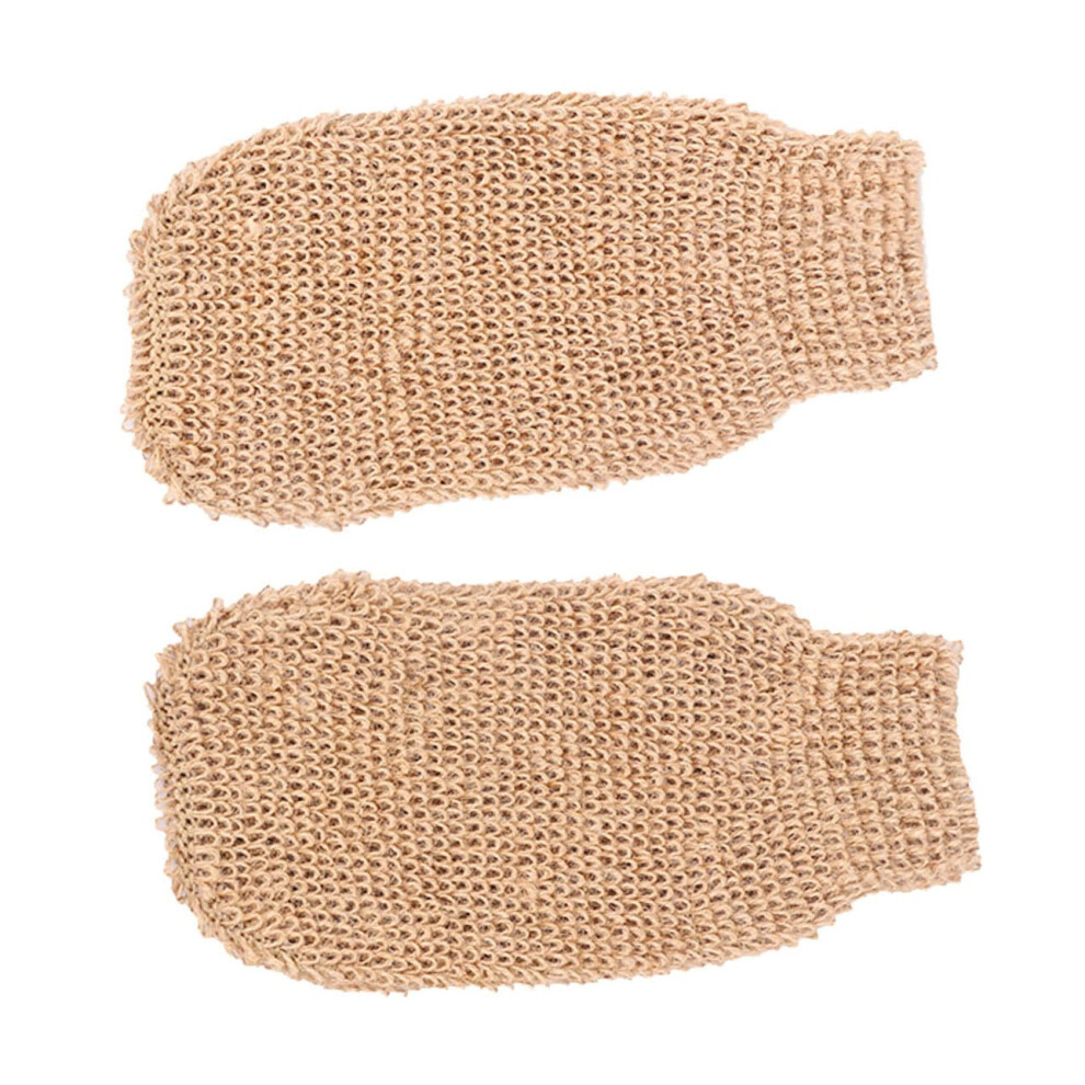 2pcs Ramie Jute Exfoliating Bath Gloves Deep Pore Cleansing Body Scrub for Shower Spa