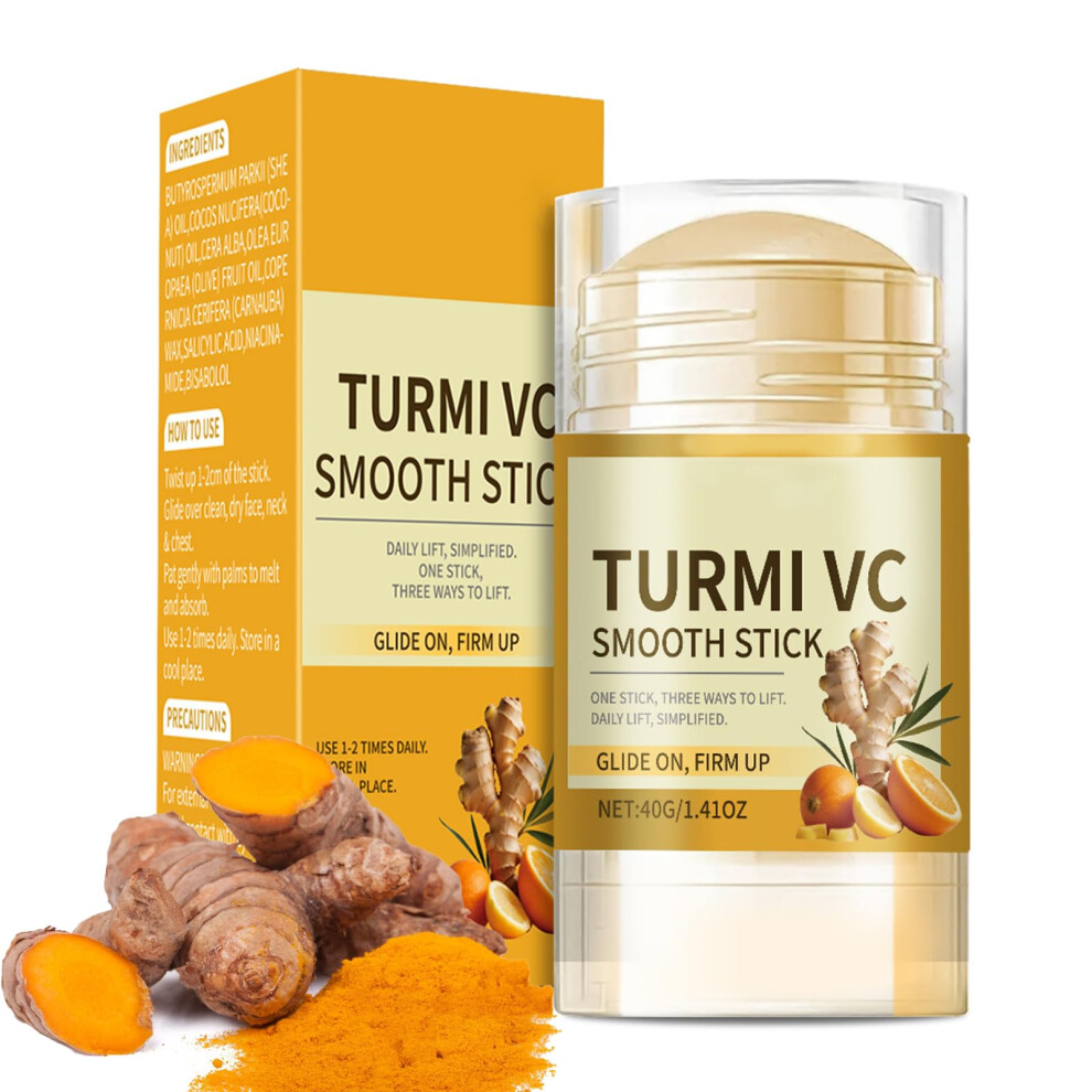 Cream Turmeric Face And Neck Balm Stick With Shea Butter, Deep Hydration And Firming 1.41Oz