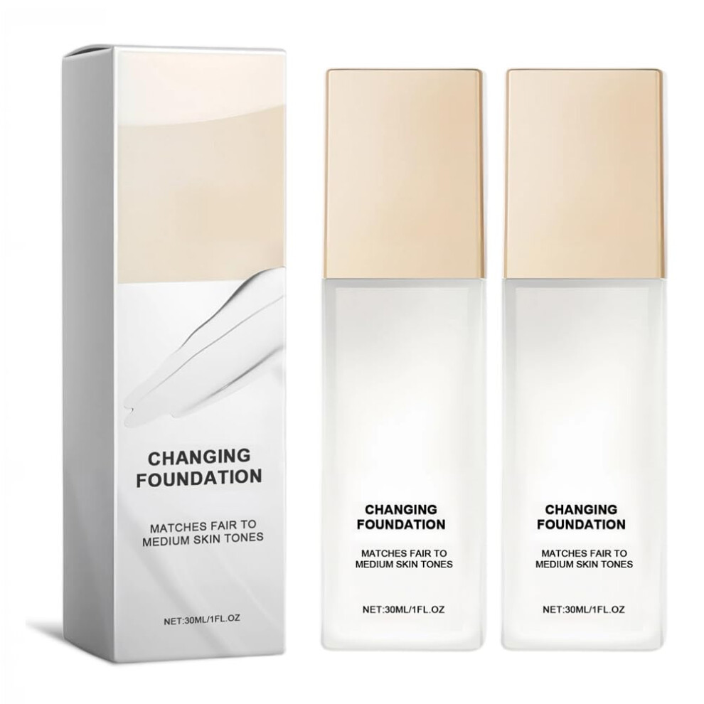 Color Changing Foundation for Mature Skin, Hydrating Lightweight Two Pack with Automatic Shade Matching