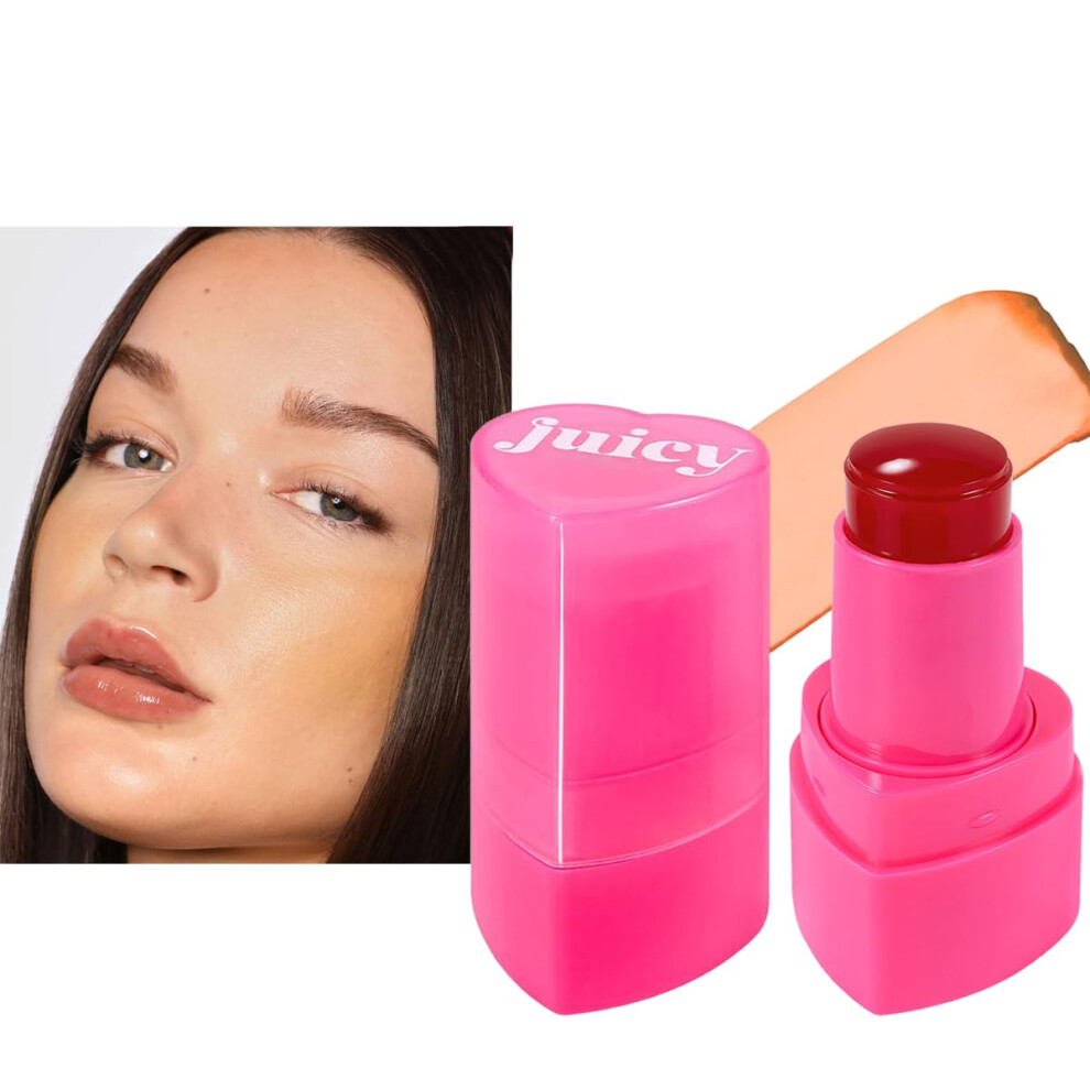 MultiUse Jelly Blush Stick with Cooling 3in1 Lip Cheek Eye Tint, LongLasting Sheer Stain #06