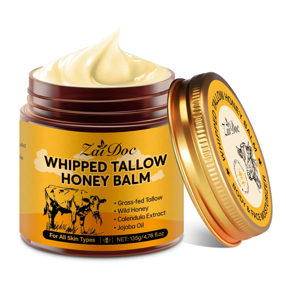Whipped Body Balm with Manuka Honey and Calendula, Deep Hydration MultiPurpose Salve 4.76oz