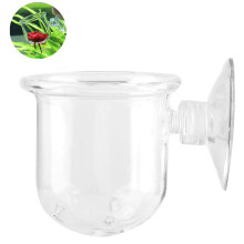 Alimentador de peixes para aquário com ventosa transparente, feito de acrílico para alimentação com alimentos vivos, melhora a limpeza do